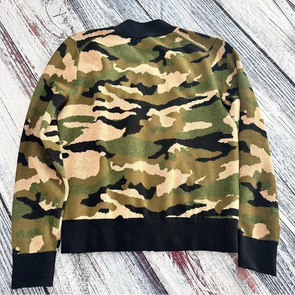 J. Crew Camouflage Bomber Knit Merino Wool Blend Jacket